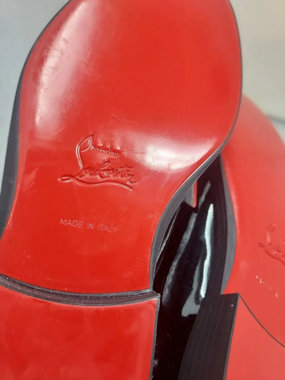 Christian Louboutin Boys Black White Red Penny Loafer